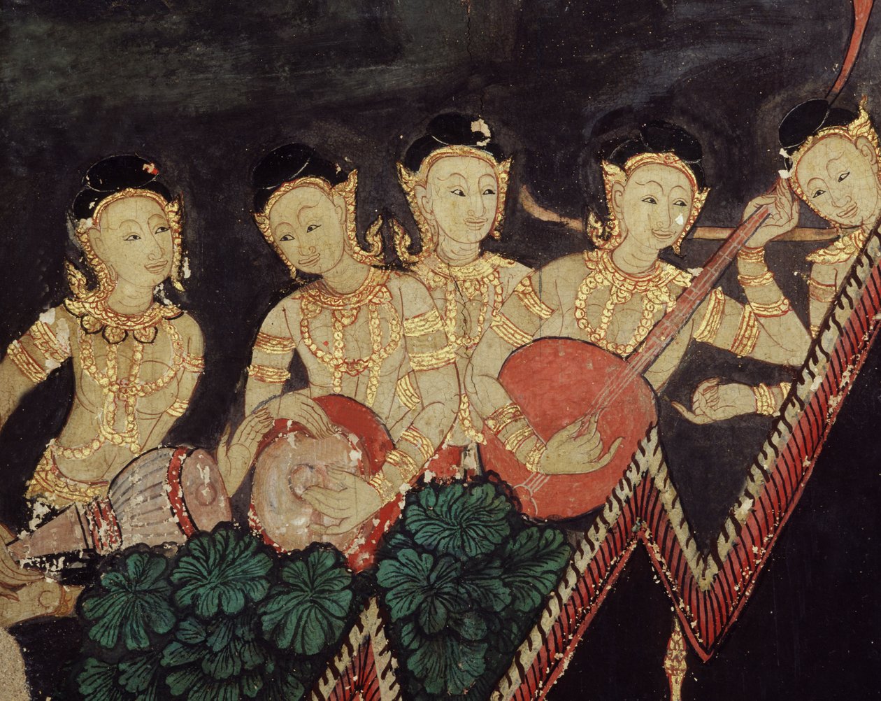 Detail himmlischer Musiker (Wandgemälde) von Thai School