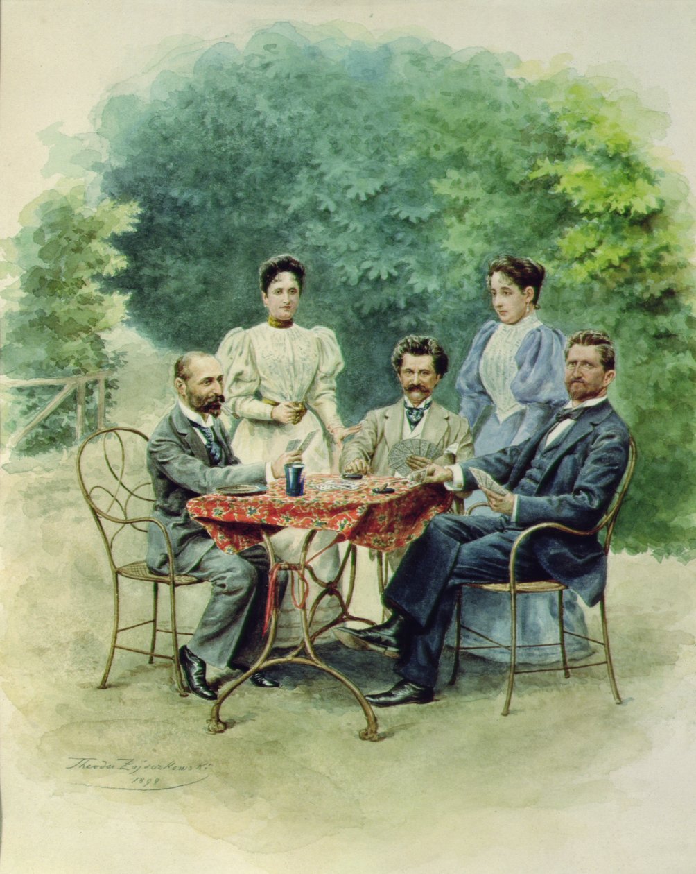 Ein Tarockspiel mit Johann Strauss in Bad Ischl, 1898 von Theodor Zajaczowski