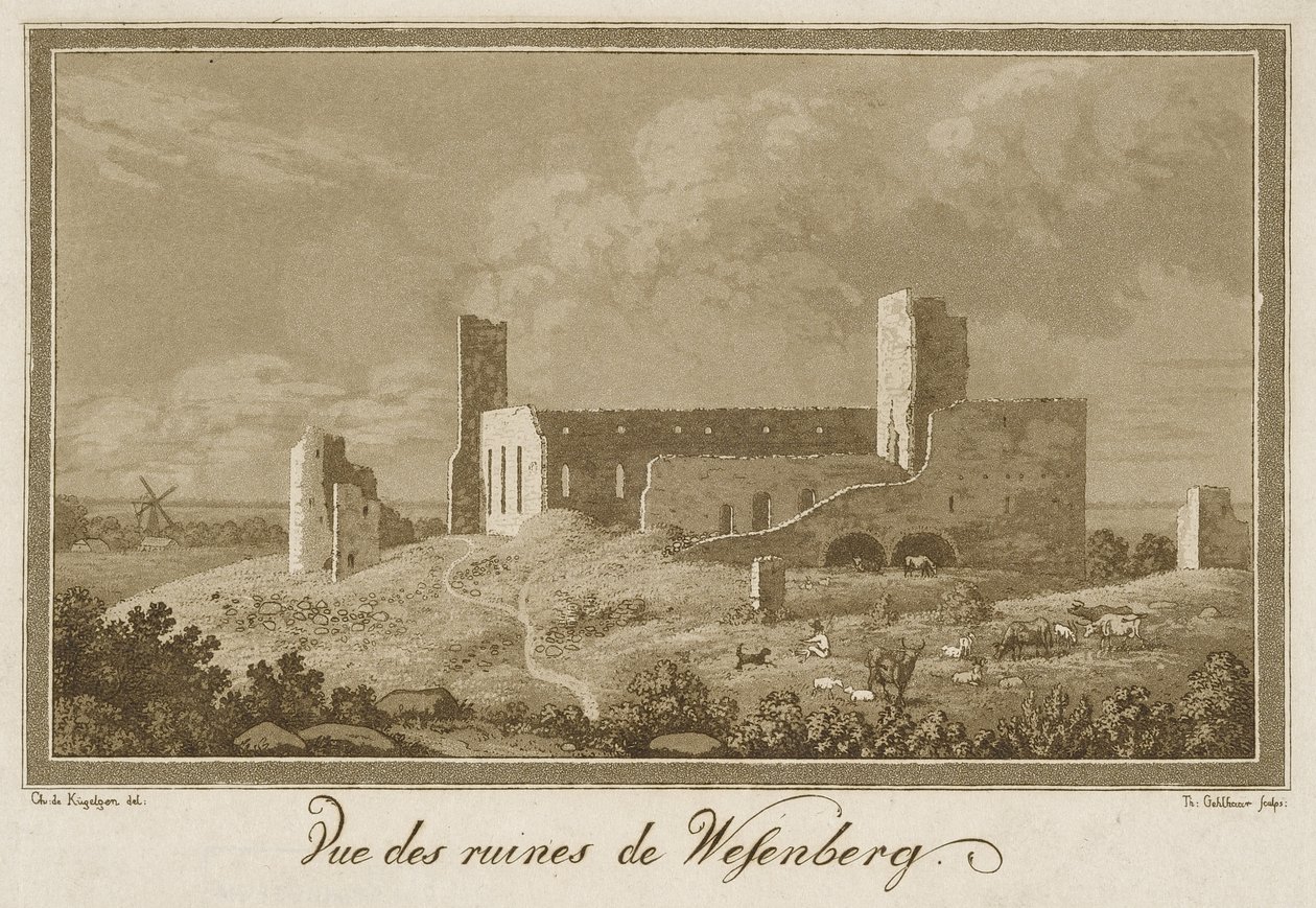 Ansicht der Ruinen der Burg Rakvere von Theodor Gehlhaar