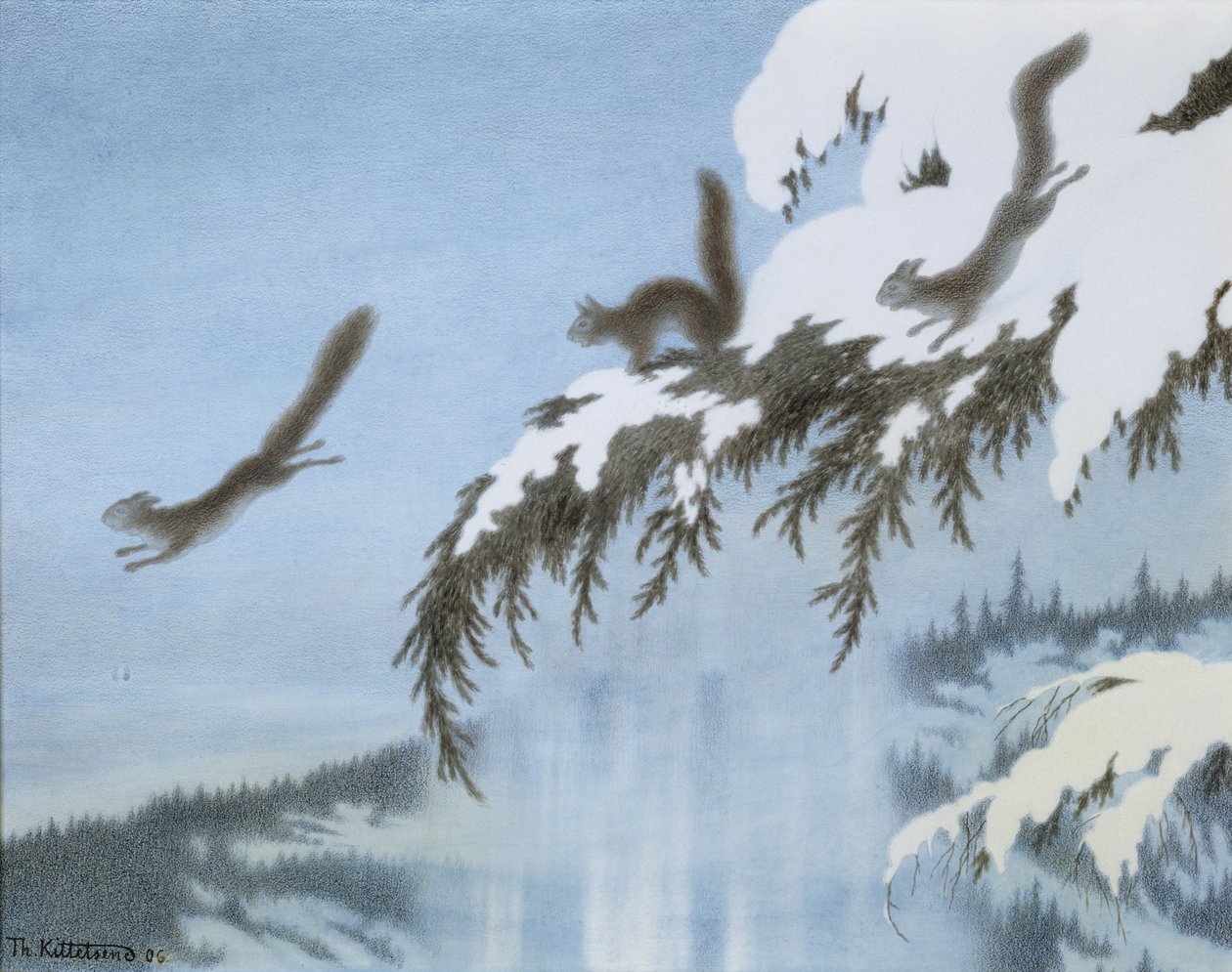 Eichhörnchen im Flug von Theodor Kittelsen