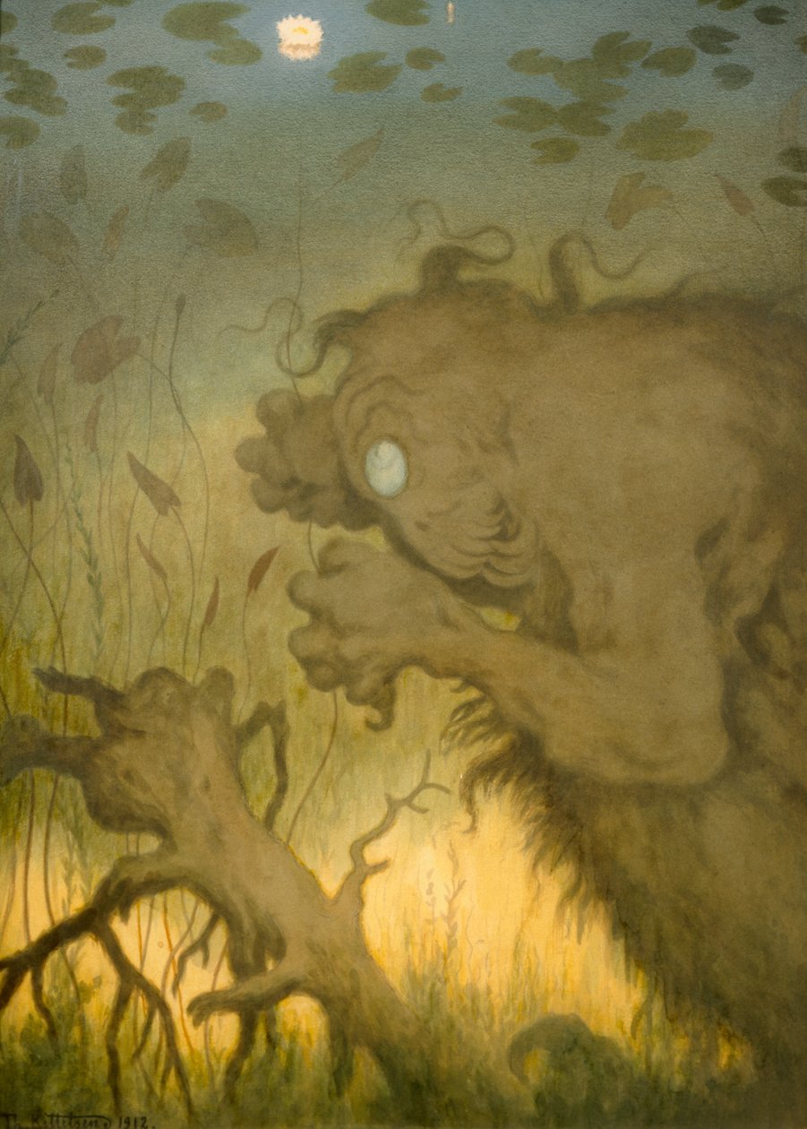 Wassernixe beim Fischen (Nokken) von Theodor Kittelsen