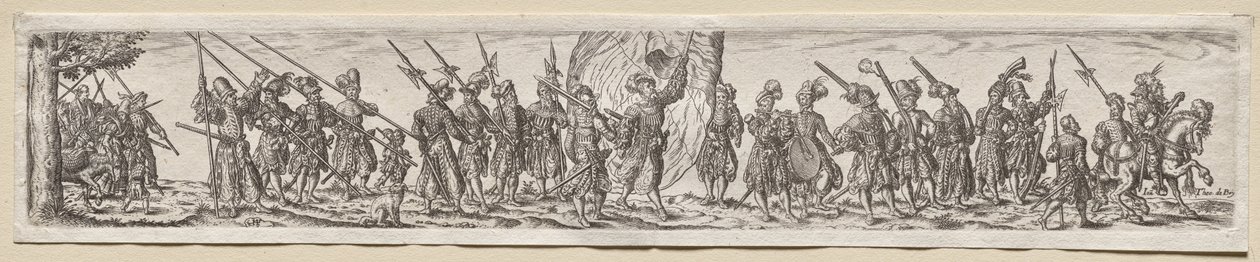 Soldaten auf dem Marsch von Theodor de Bry