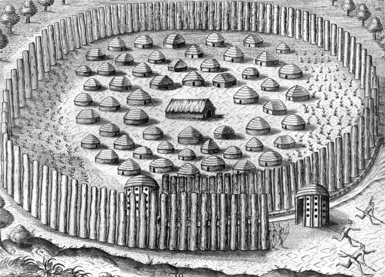 Dorf der Timucua-Indianer von Theodor de Bry