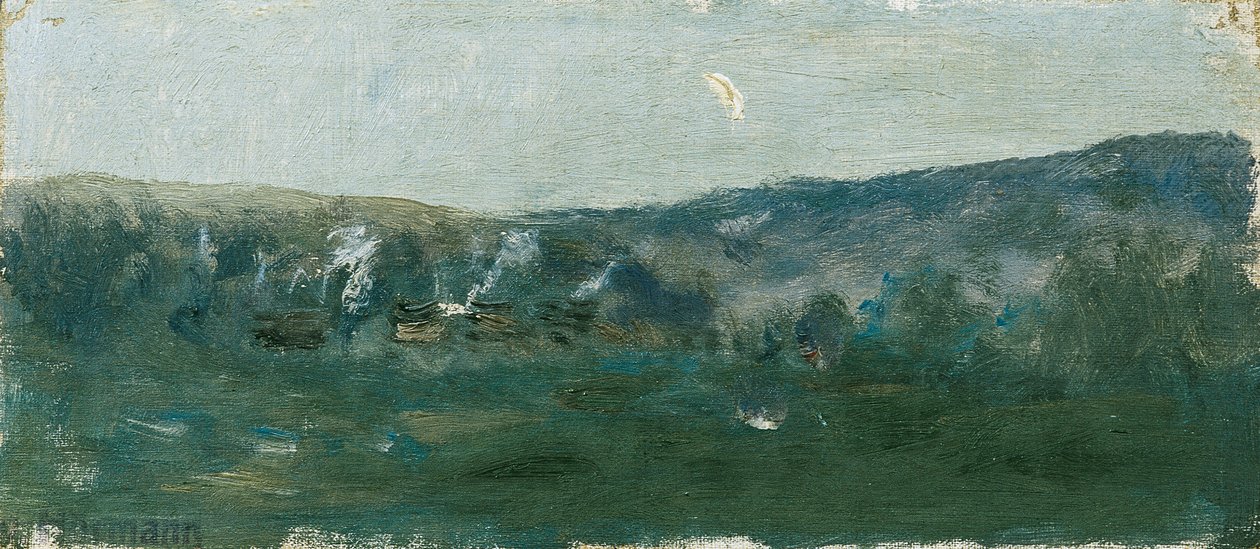 Hügellandschaft mit Mondsichel von Theodor von Hormann