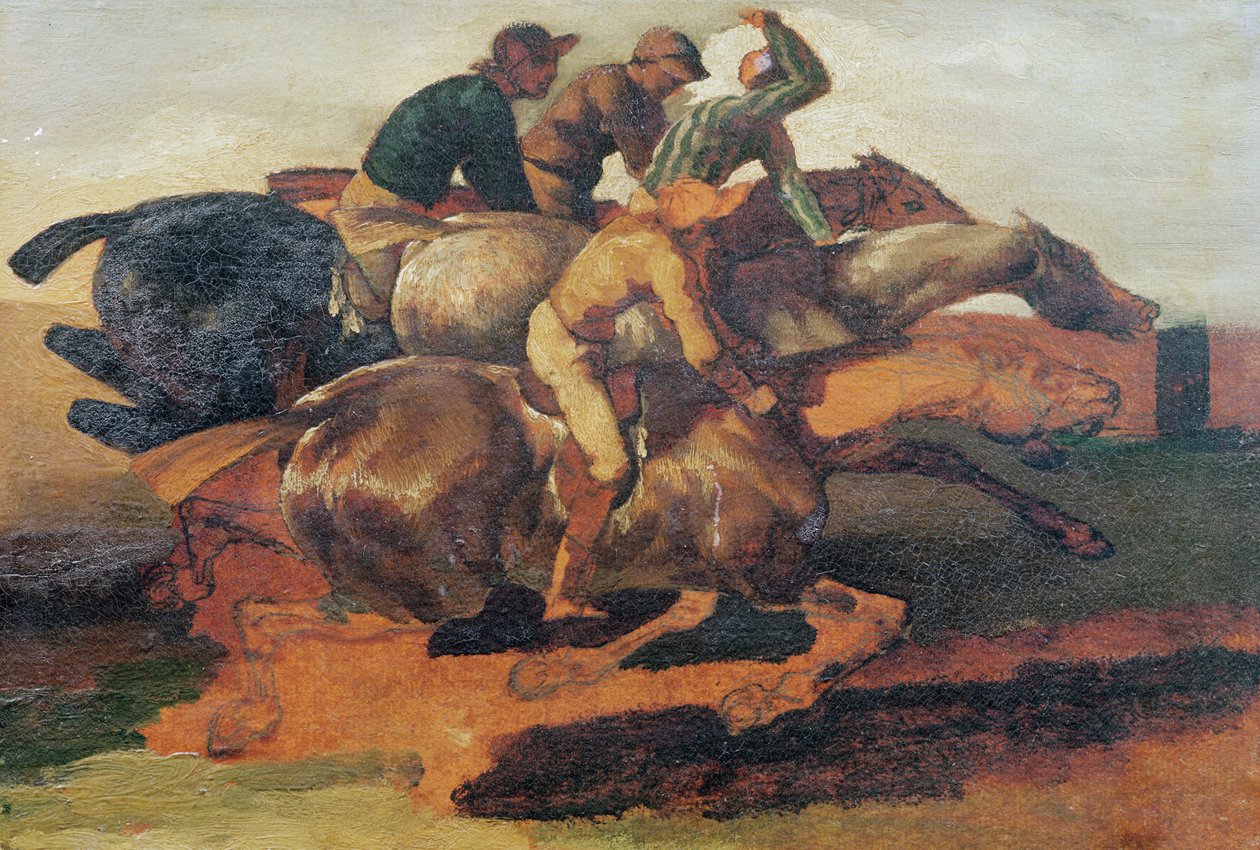 Vier Jockeys im Galopp von Theodore Gericault