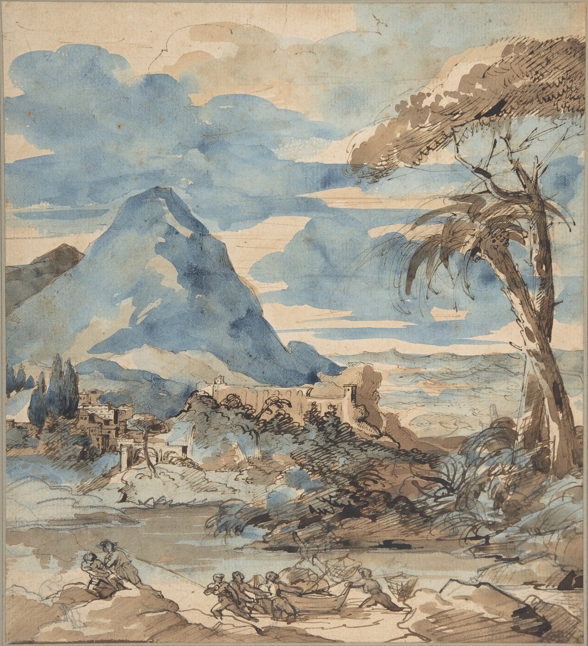 Landschaft mit Fischern von Theodore Gericault
