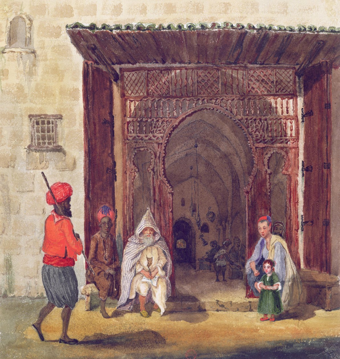 Eingang einer Moschee in Algier, ca. 1830 von Theodore Leblanc