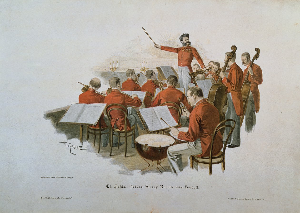 Das Johann Strauss Orchester bei einem Hofball von Theodore Zasche