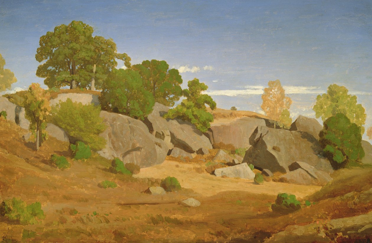 Felsen in Fontainebleau von Theodore Caruelle d Aligny