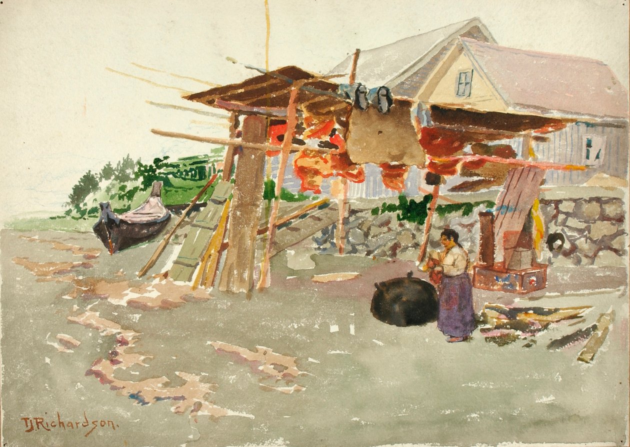 Lachstrocknung, Indianerdorf, Alaska von Theodore J. Richardson
