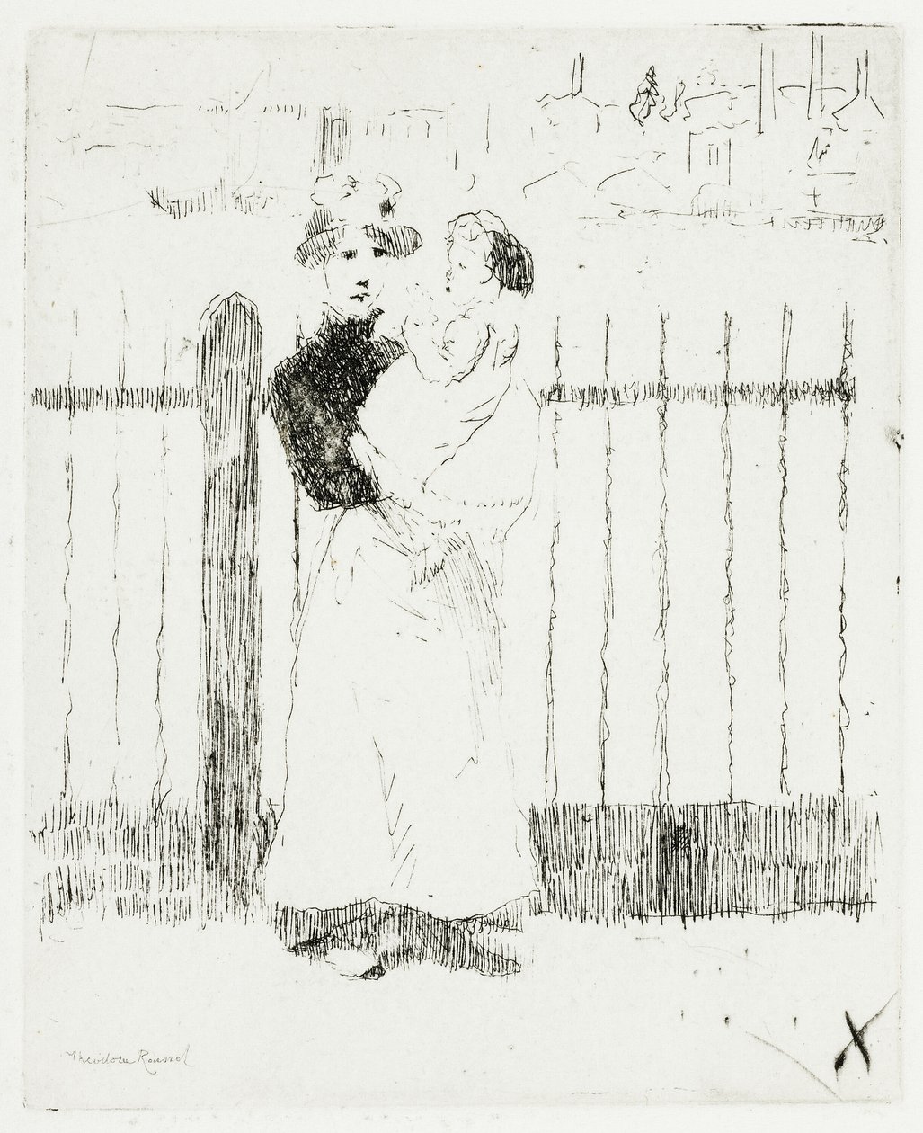 Emma und ihr Baby, Chelsea Embankment von Theodore Roussel