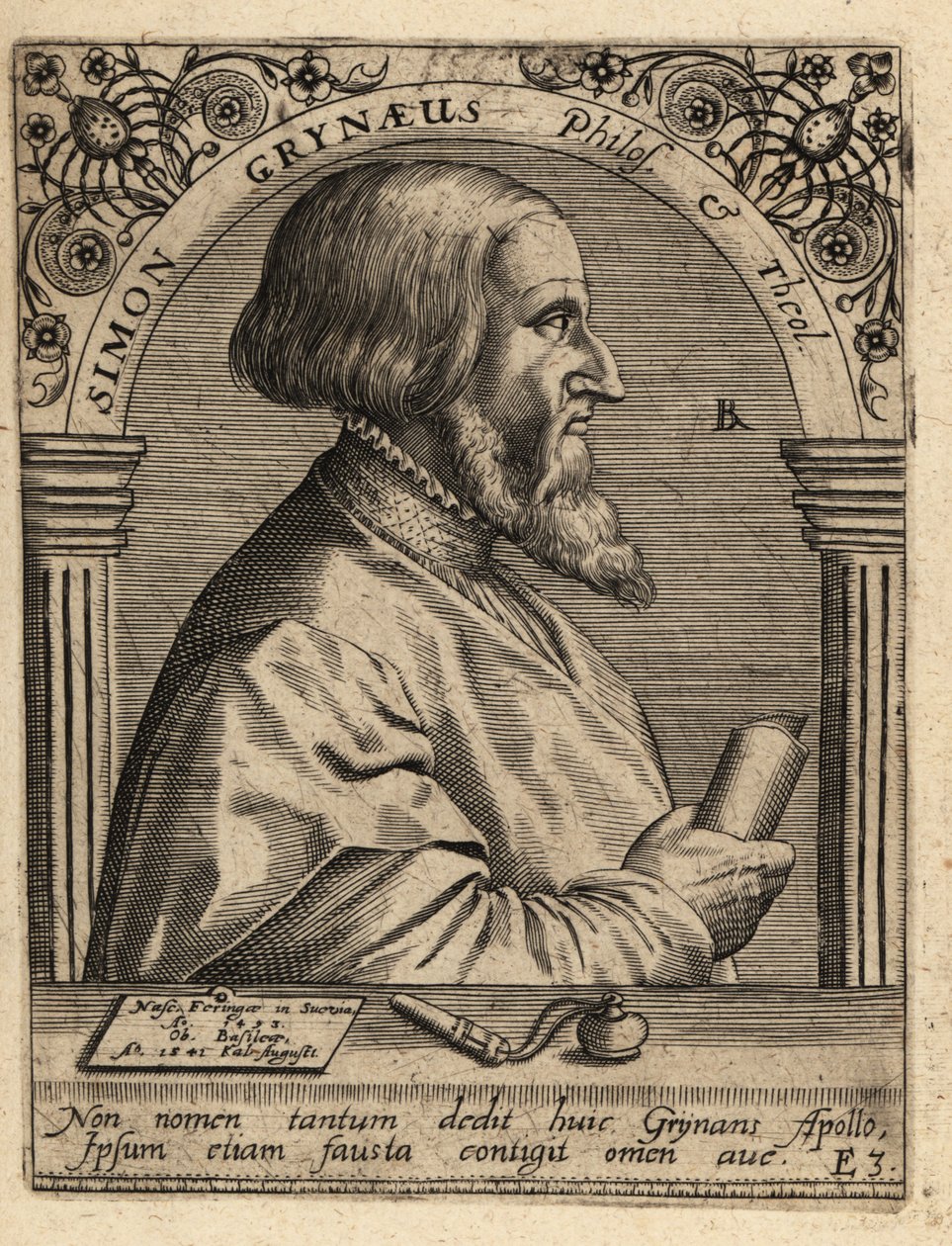 Simon Griner; 1493-1541, deutscher Gelehrter von Theodore de Bry