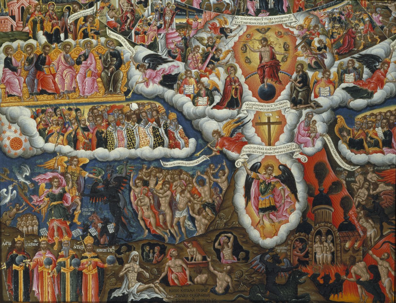 Das Lied an die Jungfrau, In Thee Rejoiceth... (Ei-Tempera & Goldblatt auf Tafel) (Detail) von Theodoros Pulakis