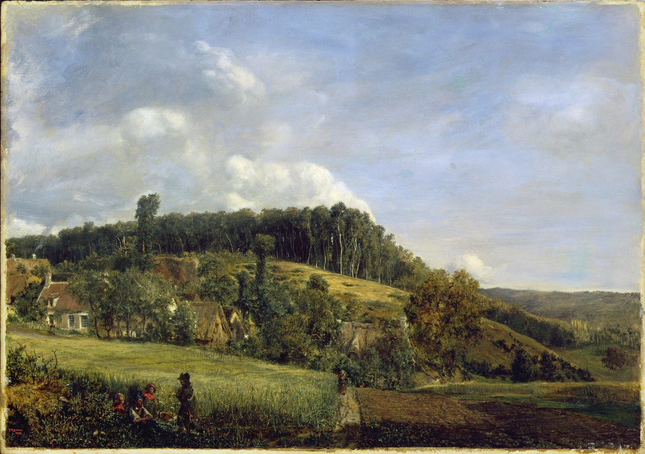 Waldlichtung in der Nähe eines Dorfes, 1833 von Pierre Etienne Theodore Rousseau