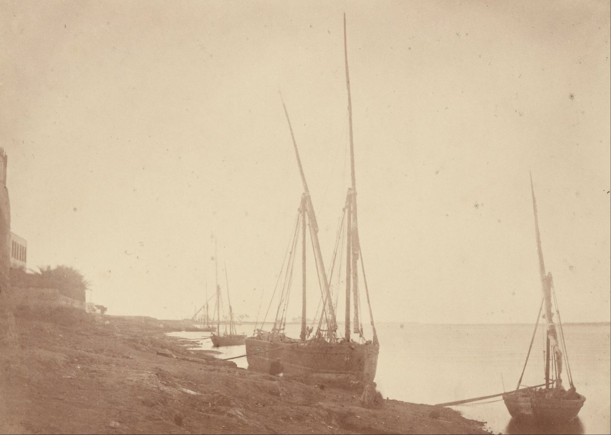 Segelboote am Ufer des Nils von Théodule Devéria