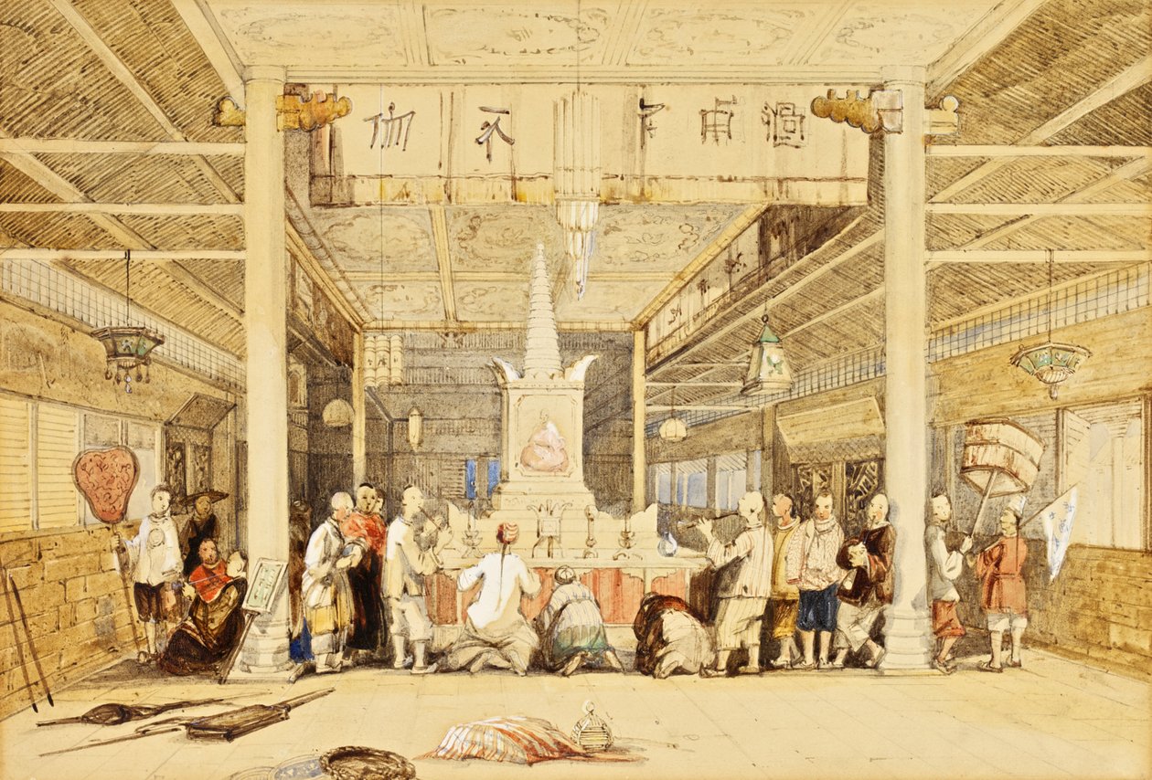 Tempel des Buddha, Kanton, ca. 1850 von Thomas Allom
