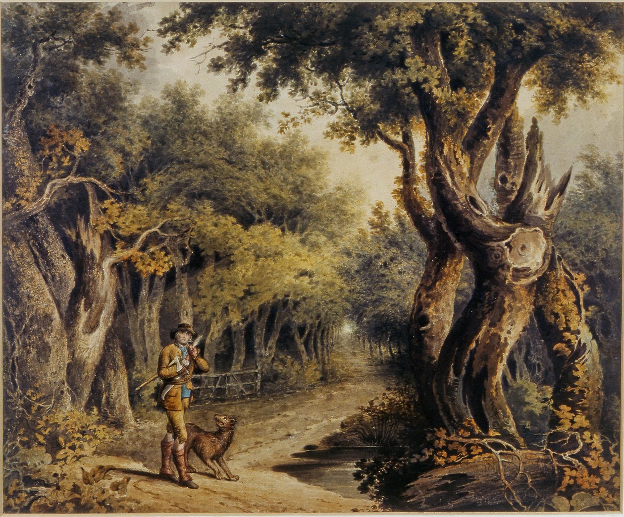 Waldszene mit Holzfäller und Hund von Thomas Barker of Bath