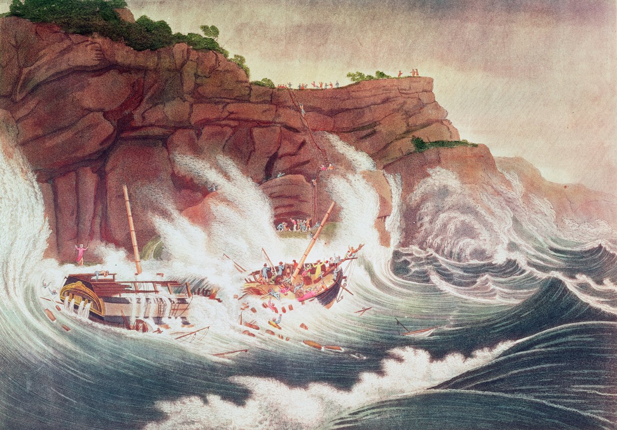 Verlust des Paketboots Albion, graviert von C. Tiebout von Thomas Birch