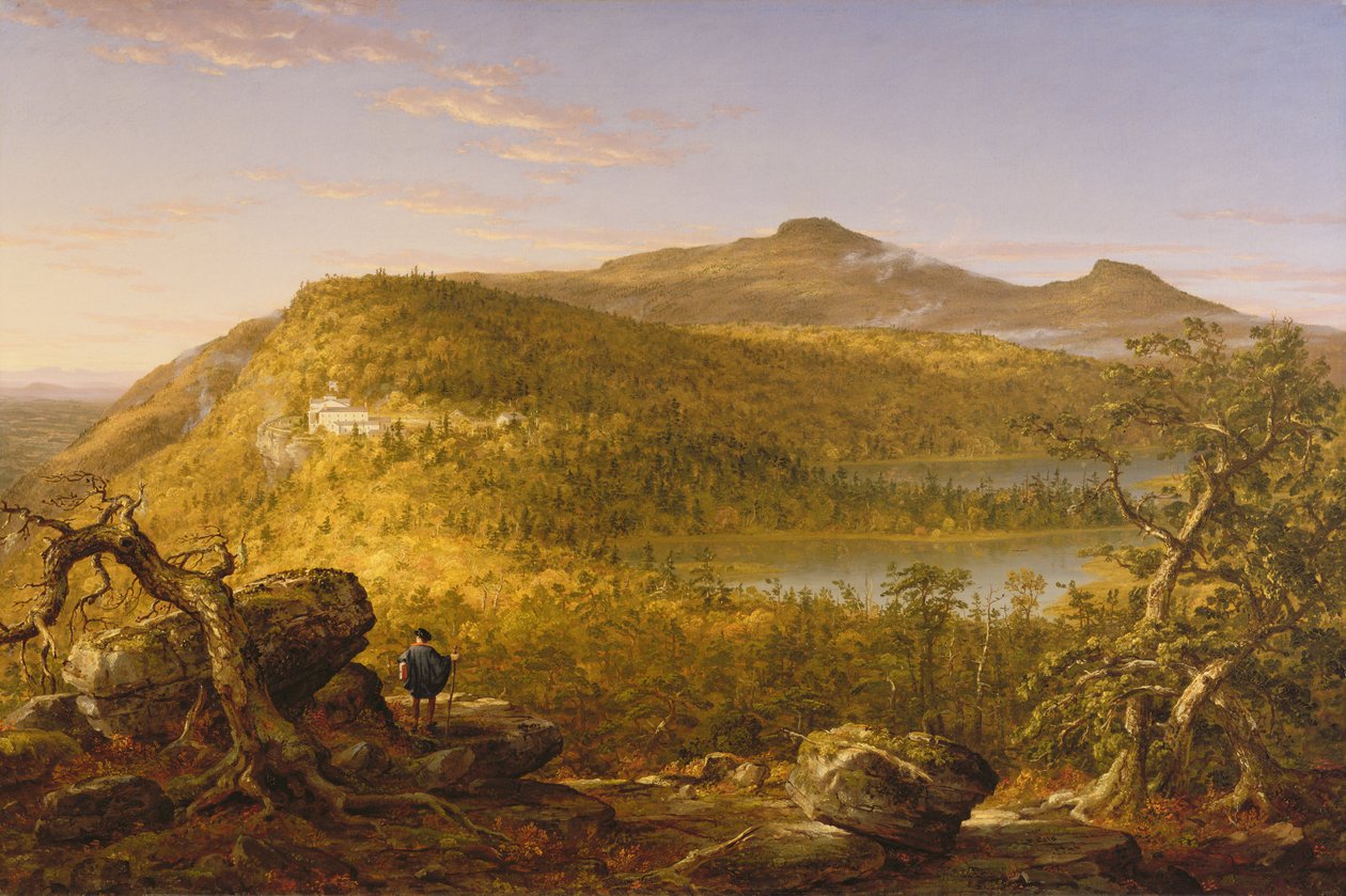 Blick auf die beiden Seen und das Mountain House, Catskill Mountains, 1844 von Thomas Cole