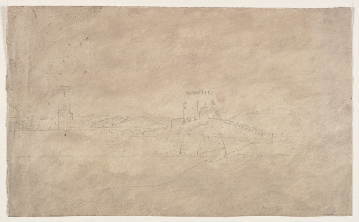 Befestigte Brücke über den Fluss von Thomas Cole