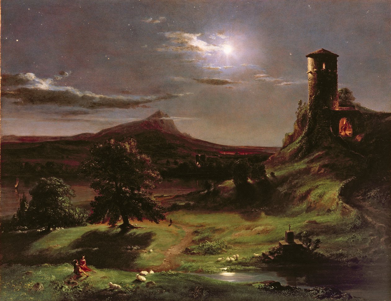 Landschaft (Mondlicht), ca. 1833-34 von Thomas Cole
