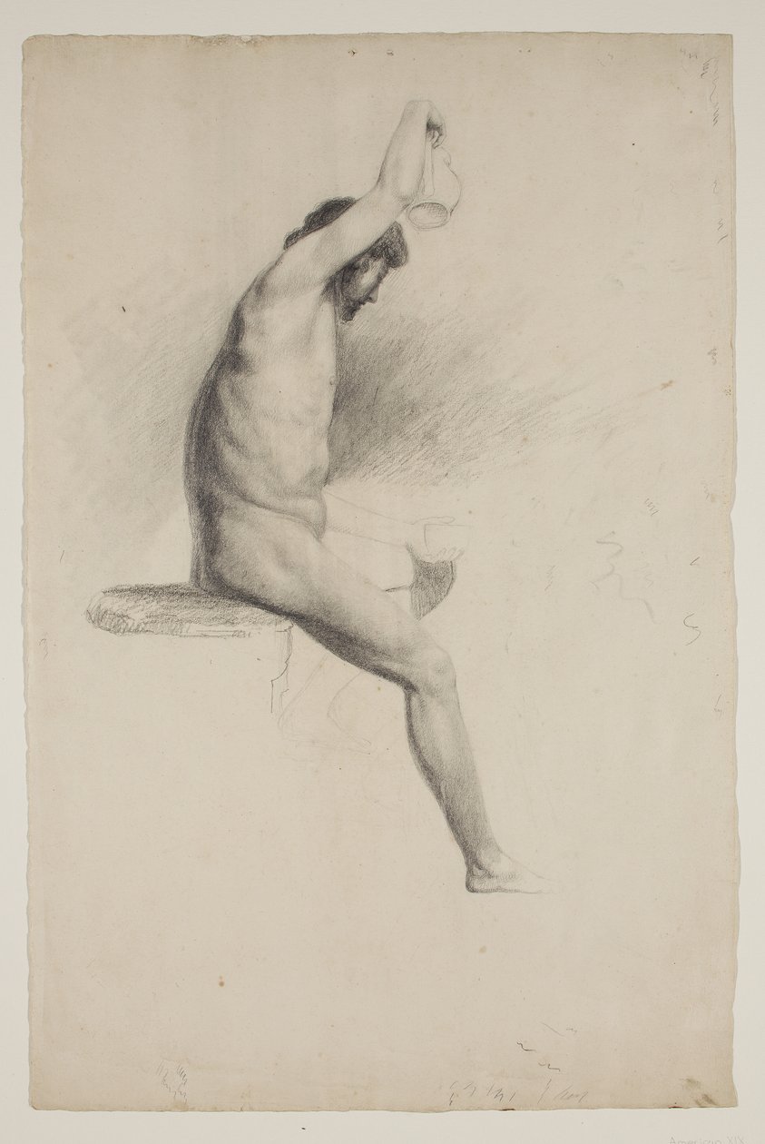 Sitzende männliche Aktfigur, ca. 1832 von Thomas Cole
