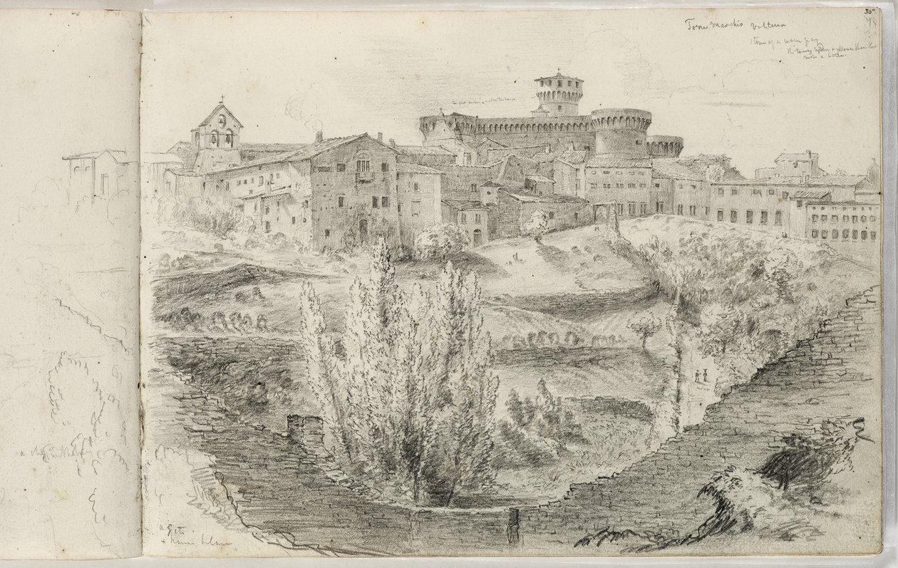 Die Rocca Nuova (oder Torre Maschio, Volterra) ca. 1831 von Thomas Cole