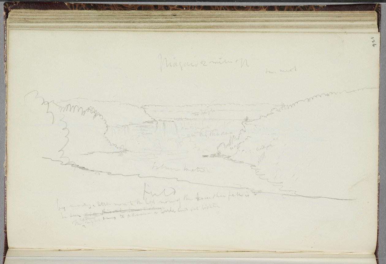 Ohne Titel, Landschaft mit Notizen, 1829 von Thomas Cole