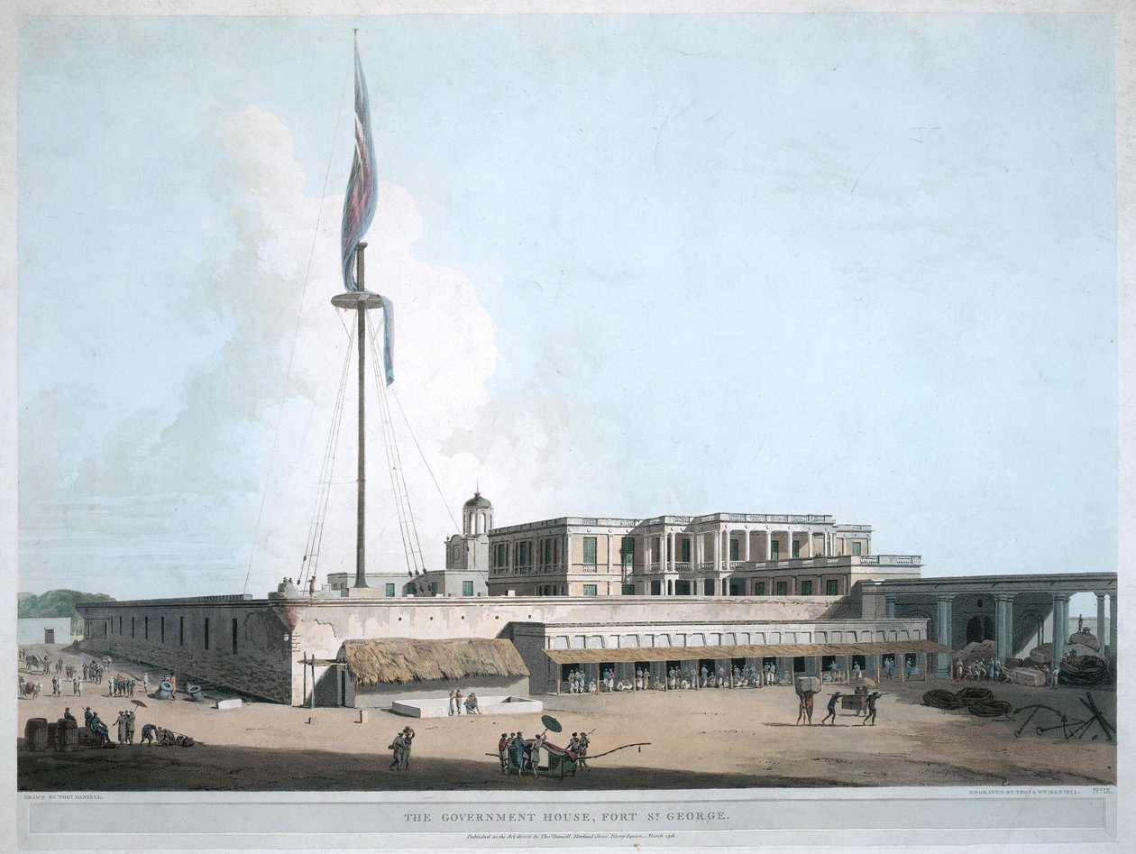 Das Regierungshaus in Ft. St. George, Madras. 1804 von Thomas Daniell