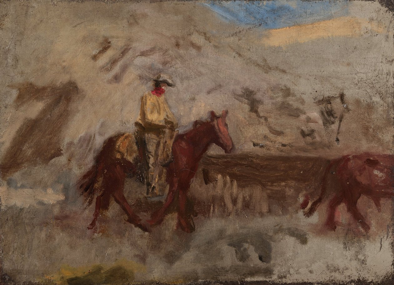 Skizze eines Cowboys bei der Arbeit von Thomas Eakins