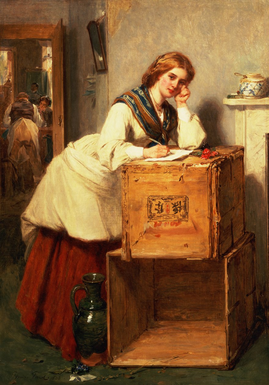 Dame schreibt einen Brief von Thomas Faed