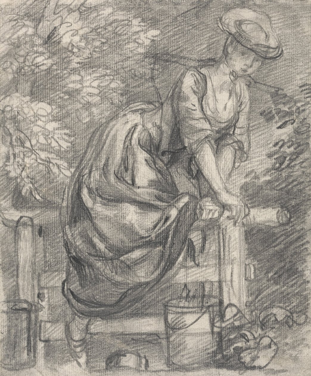 Eine Milchmagd klettert über einen Zaun von Thomas Gainsborough