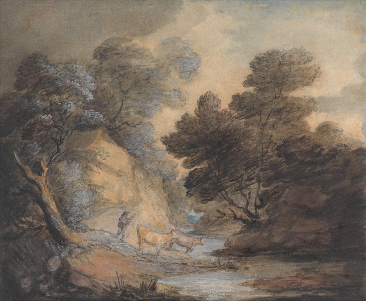 Rinder trinken an einem Bach von Thomas Gainsborough