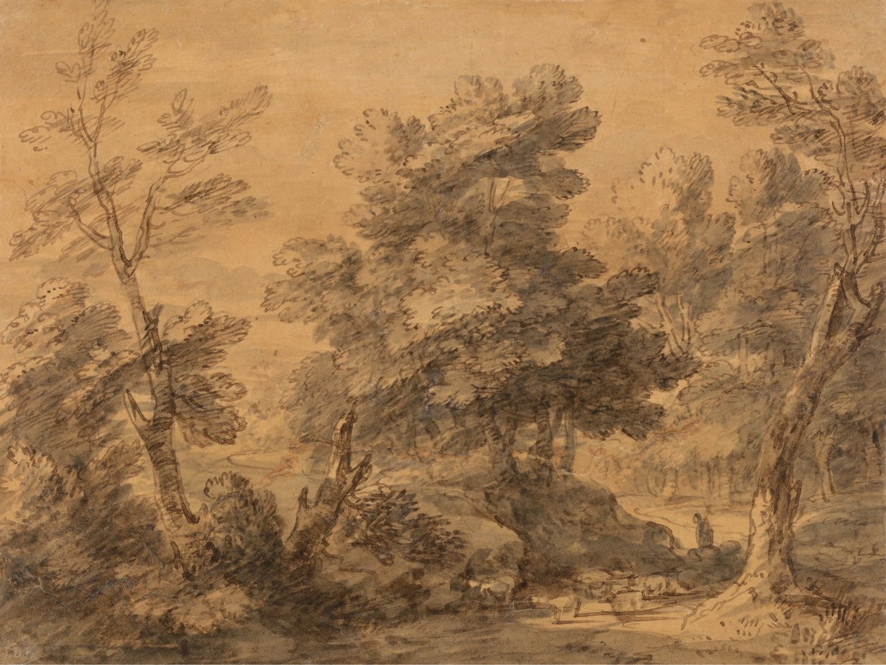 Bewaldete Landschaft mit Schäfer und Schafen von Thomas Gainsborough