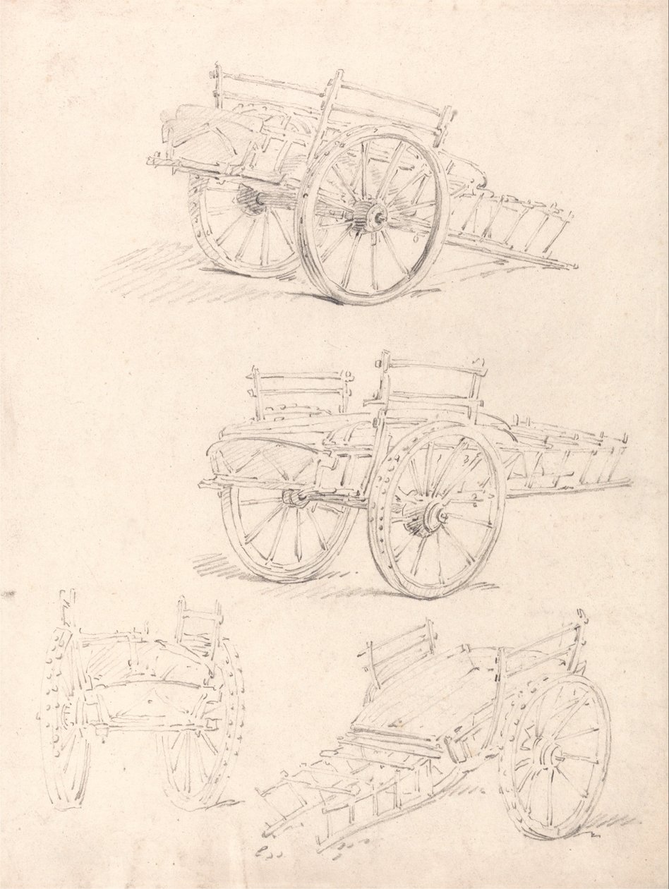 Vier Studien eines Heuwagens von Thomas Girtin