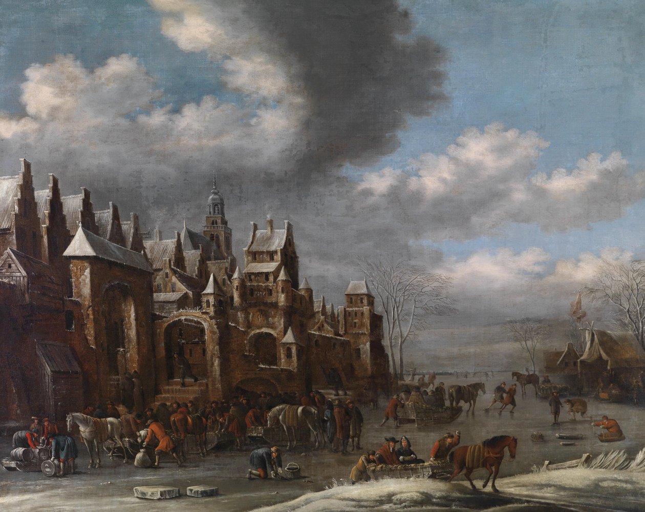 Winterlandschaft mit Eisläufern von Thomas Heeremans