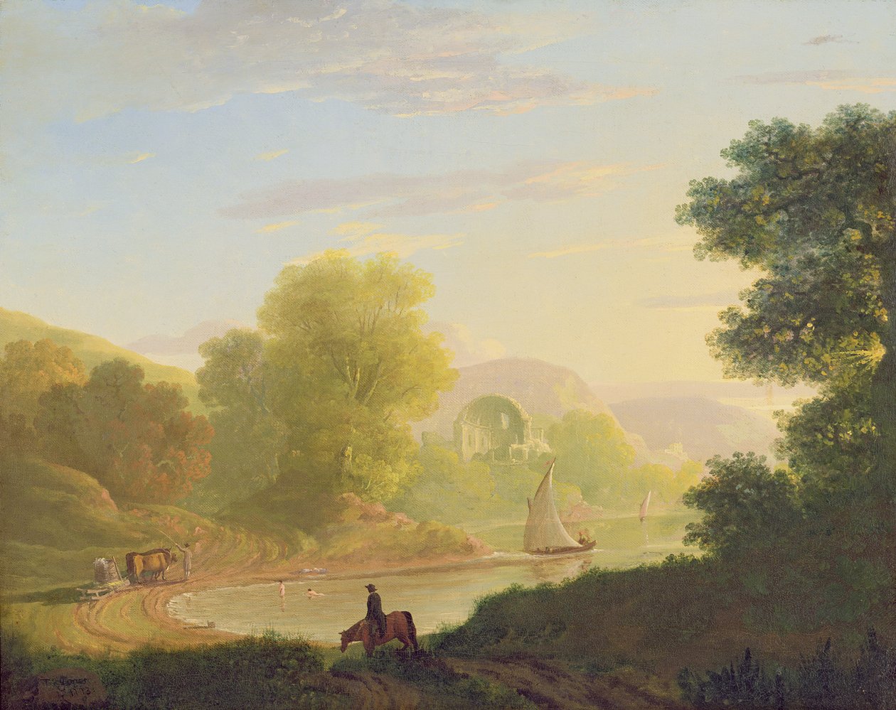 Eine imaginäre Küstenszene mit dem Tempel der Venus in Baiae, 1773 von Thomas Jones