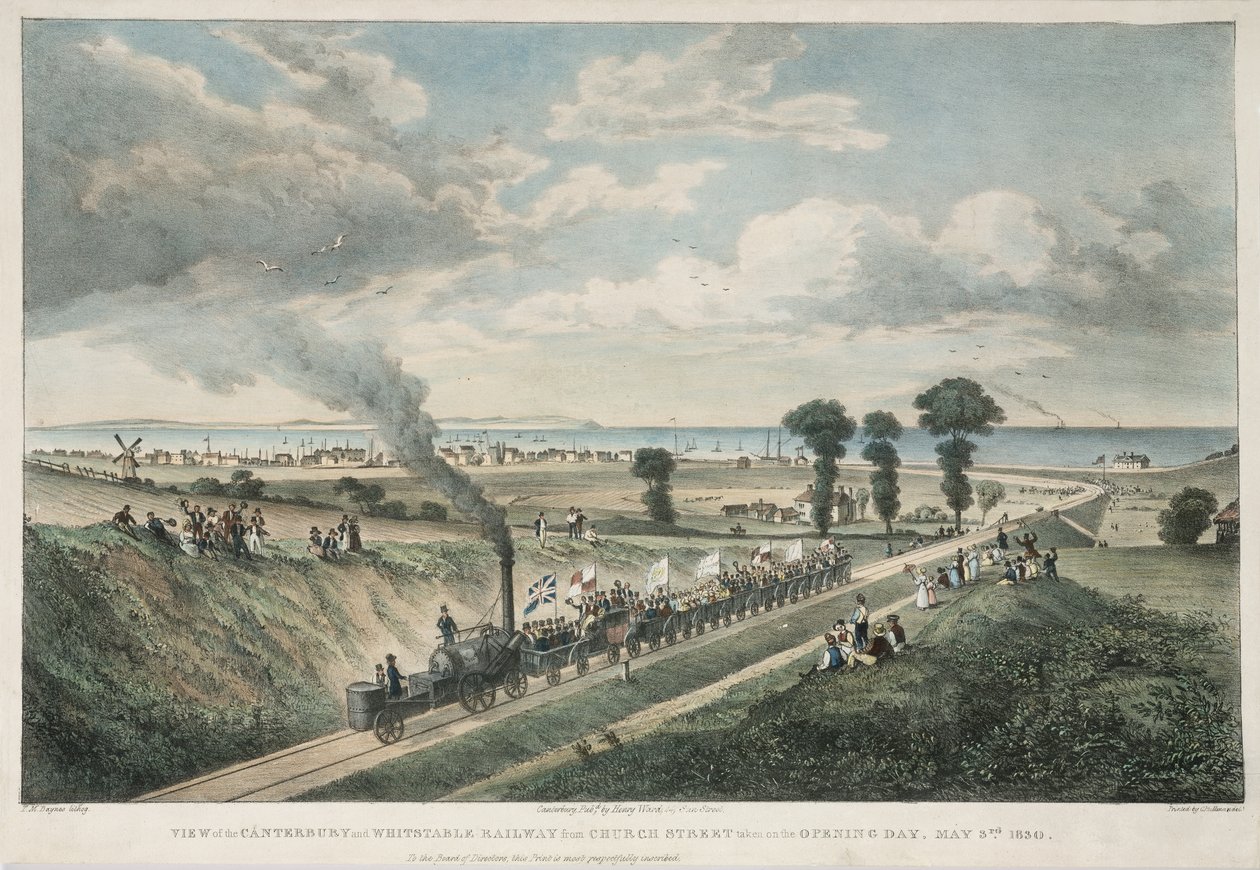 Ansicht der Canterbury und Whitstable Railway von der Church Street am Eröffnungstag, 3. Mai 1830 von Thomas Mann Baynes
