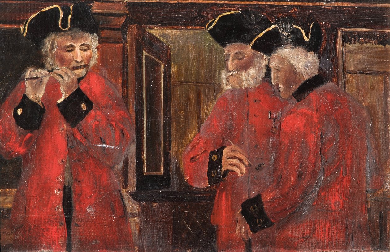 Drei Chelsea-Pensionäre in der Station, 1885 von Thomas Parkins