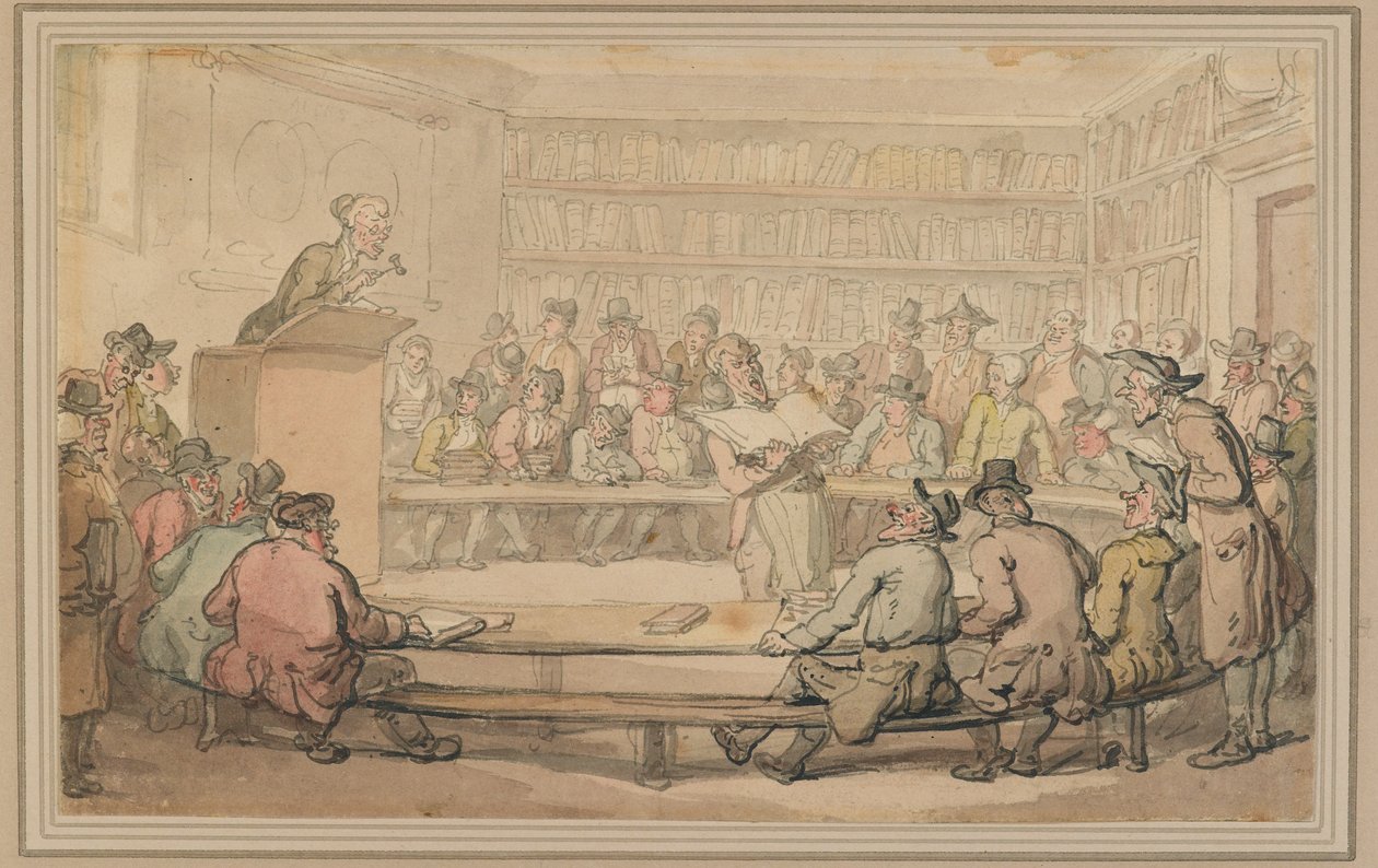 Eine Buchauktion bei Sothebys, ca. 1810-15 von Thomas Rowlandson