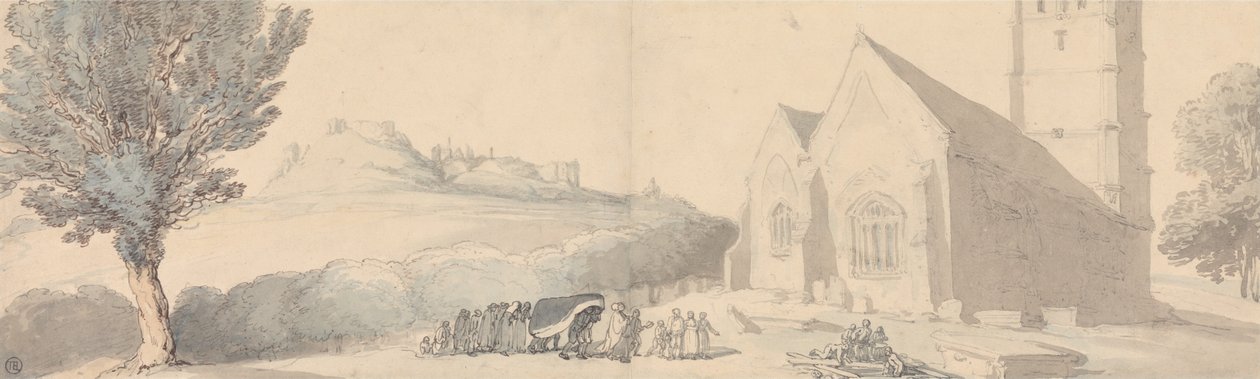 Eine Beerdigung in Carisbrooke, Isle of Wight von Thomas Rowlandson
