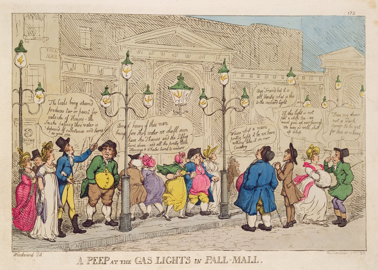 Ein Blick auf die Gaslichter in Pall Mall von Thomas Rowlandson