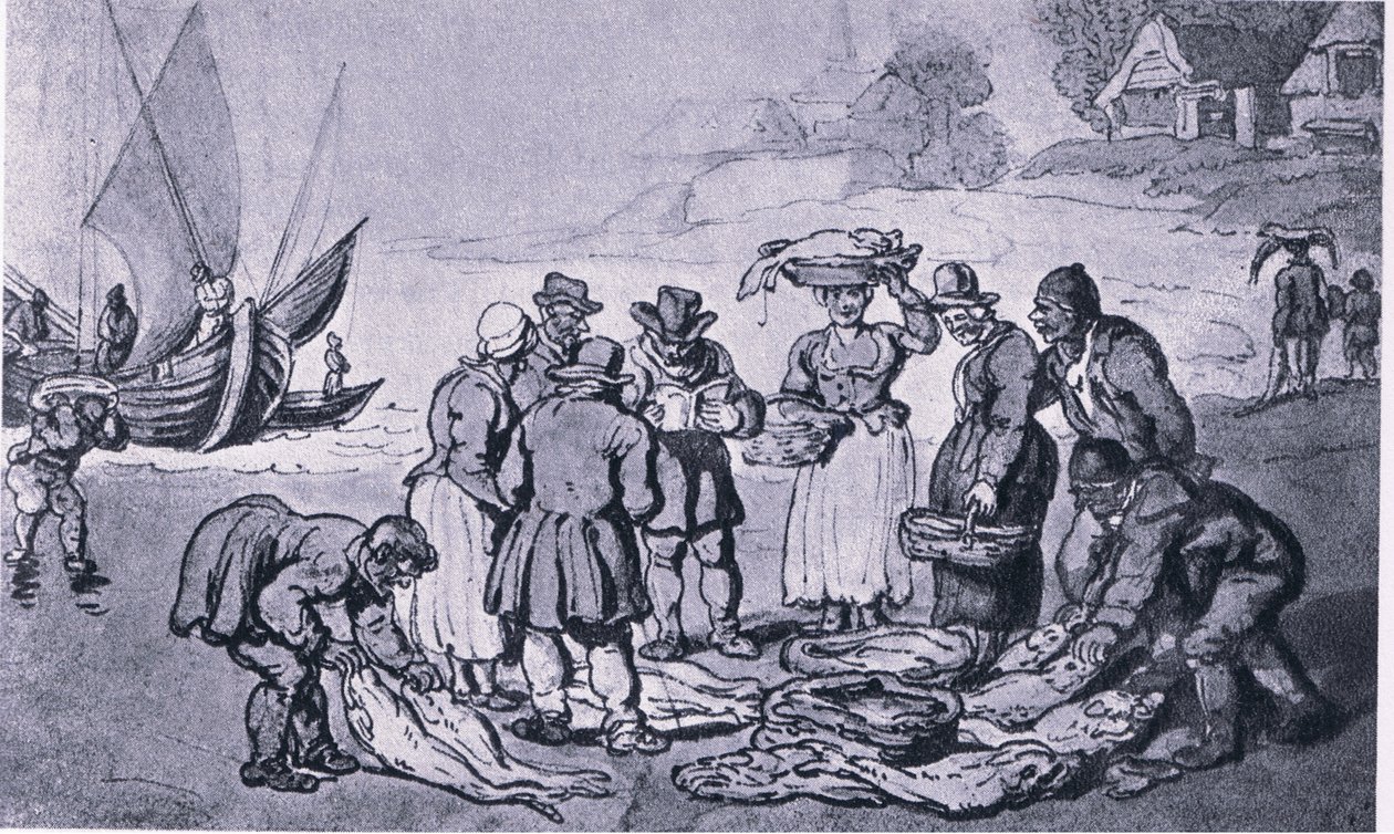 Ein Fischmarkt am Strand von Thomas Rowlandson