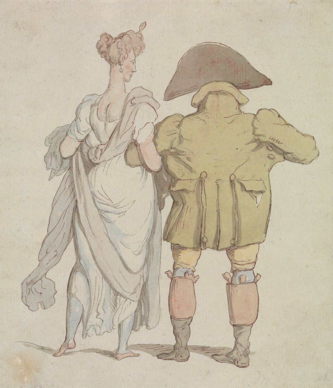 Ein älterer Herr spaziert mit einer Dame von Thomas Rowlandson