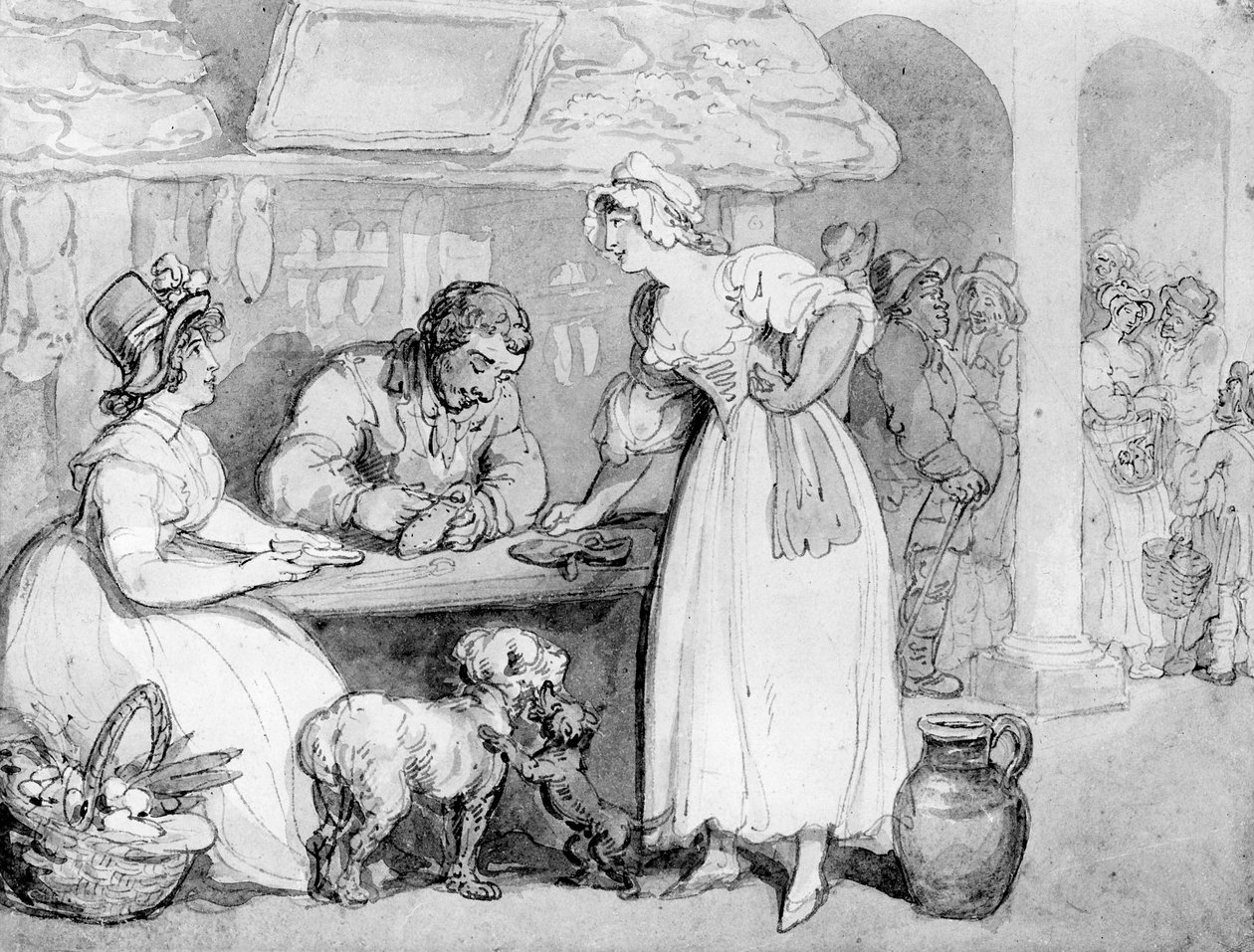 Beim Schuster (Aquarell und Bleistift auf Papier) von Thomas Rowlandson