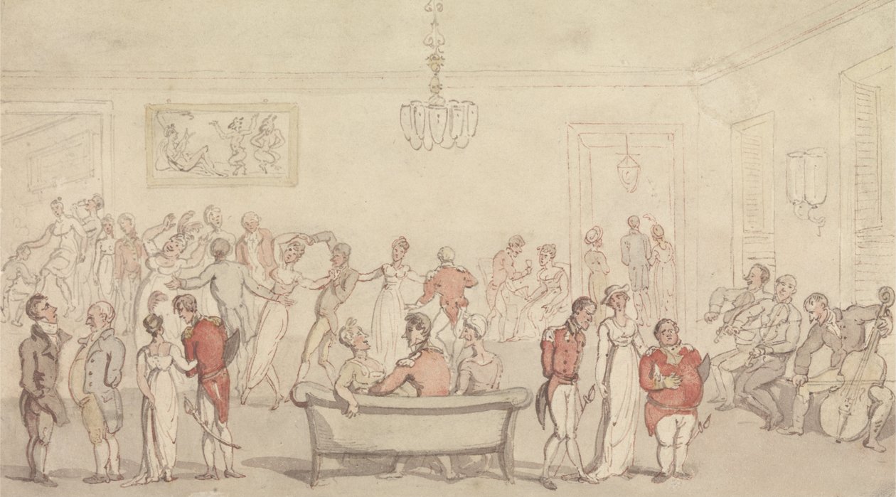 Elegante Gesellschaft beim Tanzen von Thomas Rowlandson