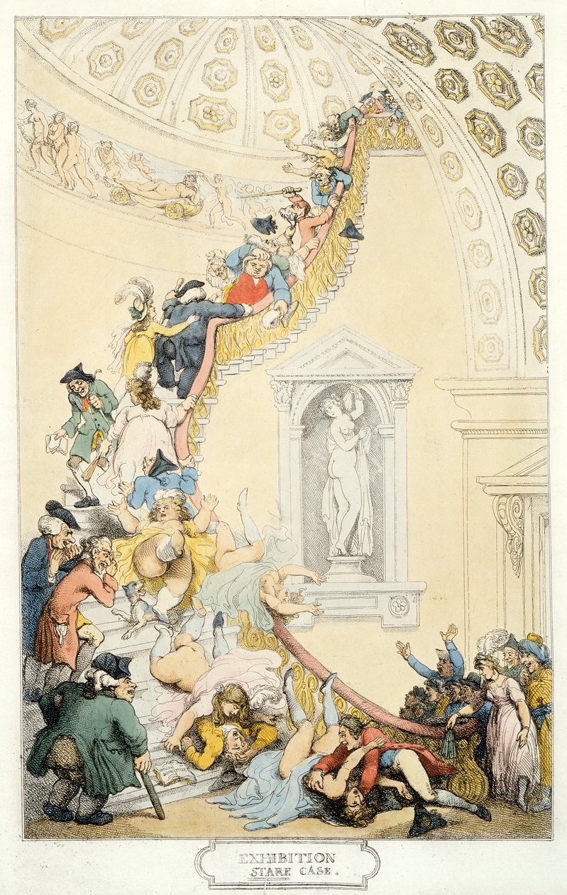 Ausstellung Treppenhaus, ca. 1800 von Thomas Rowlandson
