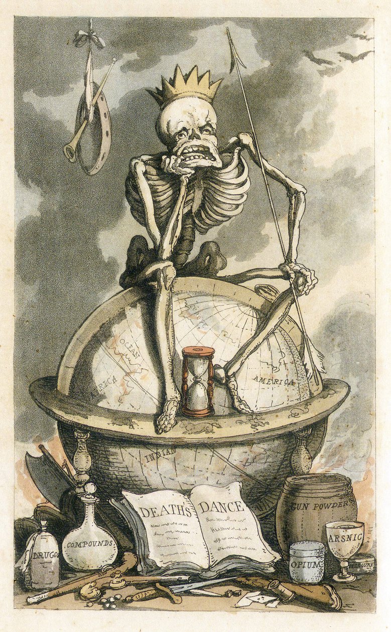 Frontispiz aus The English Dance of Death, veröffentlicht 1815 von Thomas Rowlandson