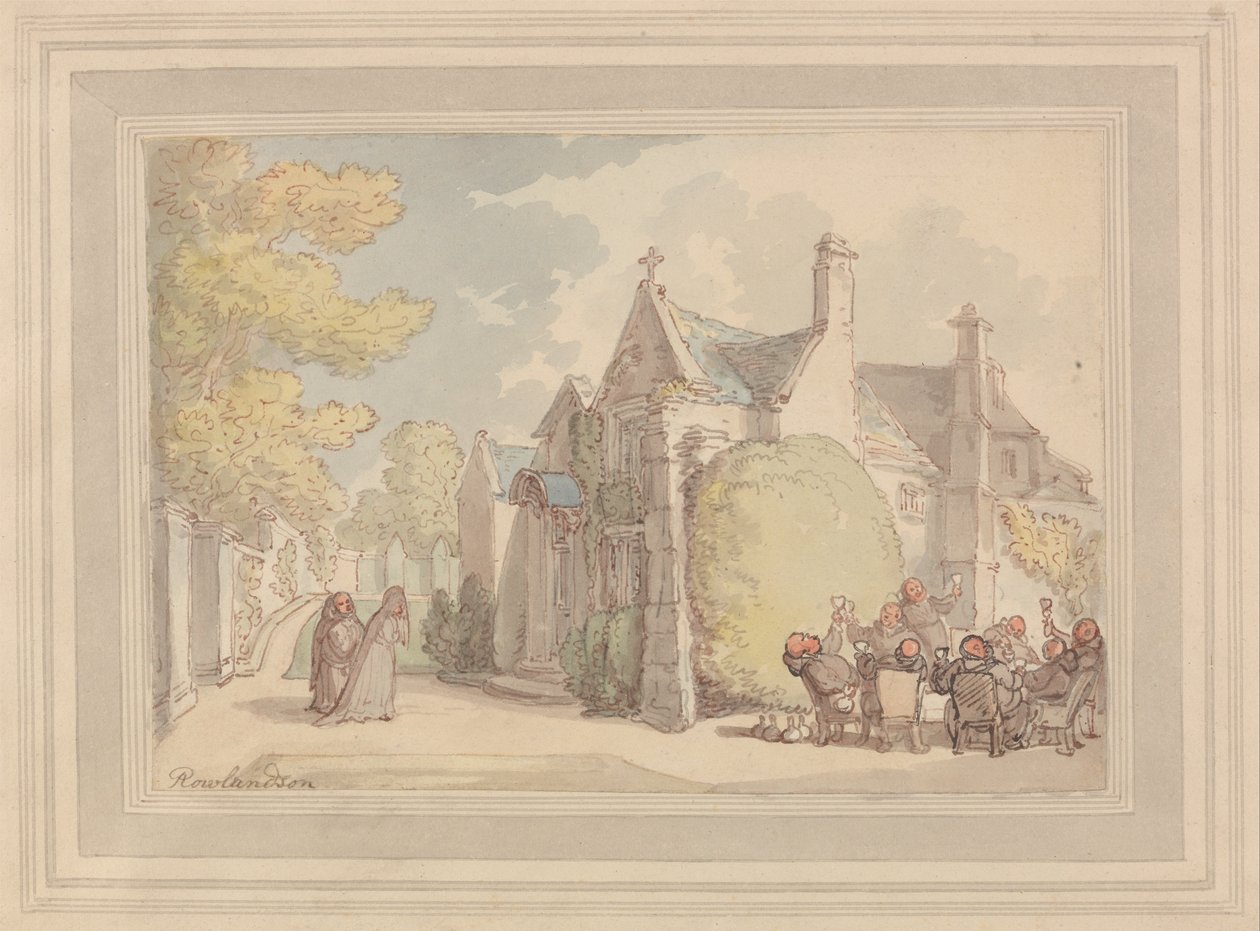 Mönche feiern vor einem Kloster von Thomas Rowlandson