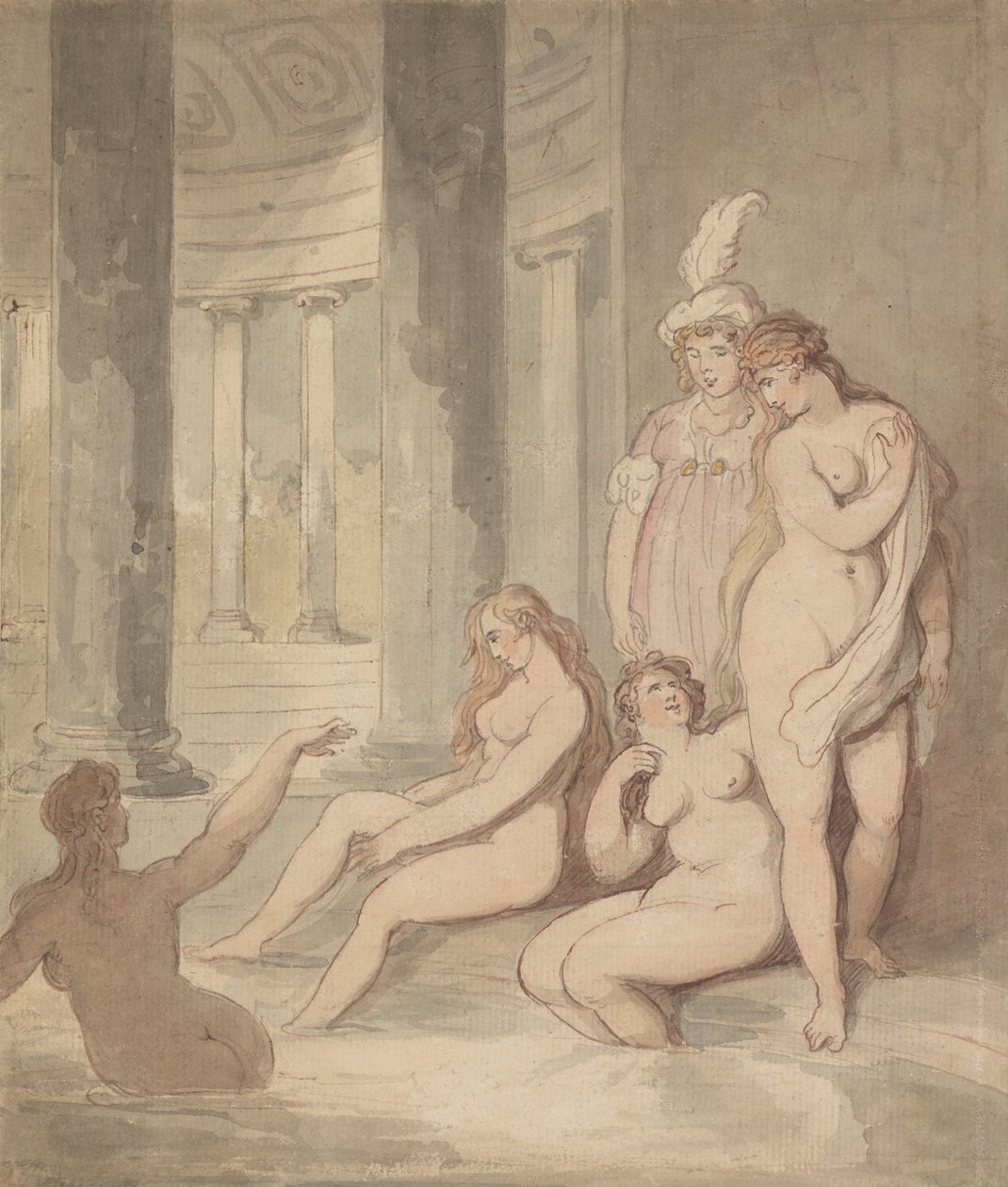 Nymphen in einem römischen Bad von Thomas Rowlandson